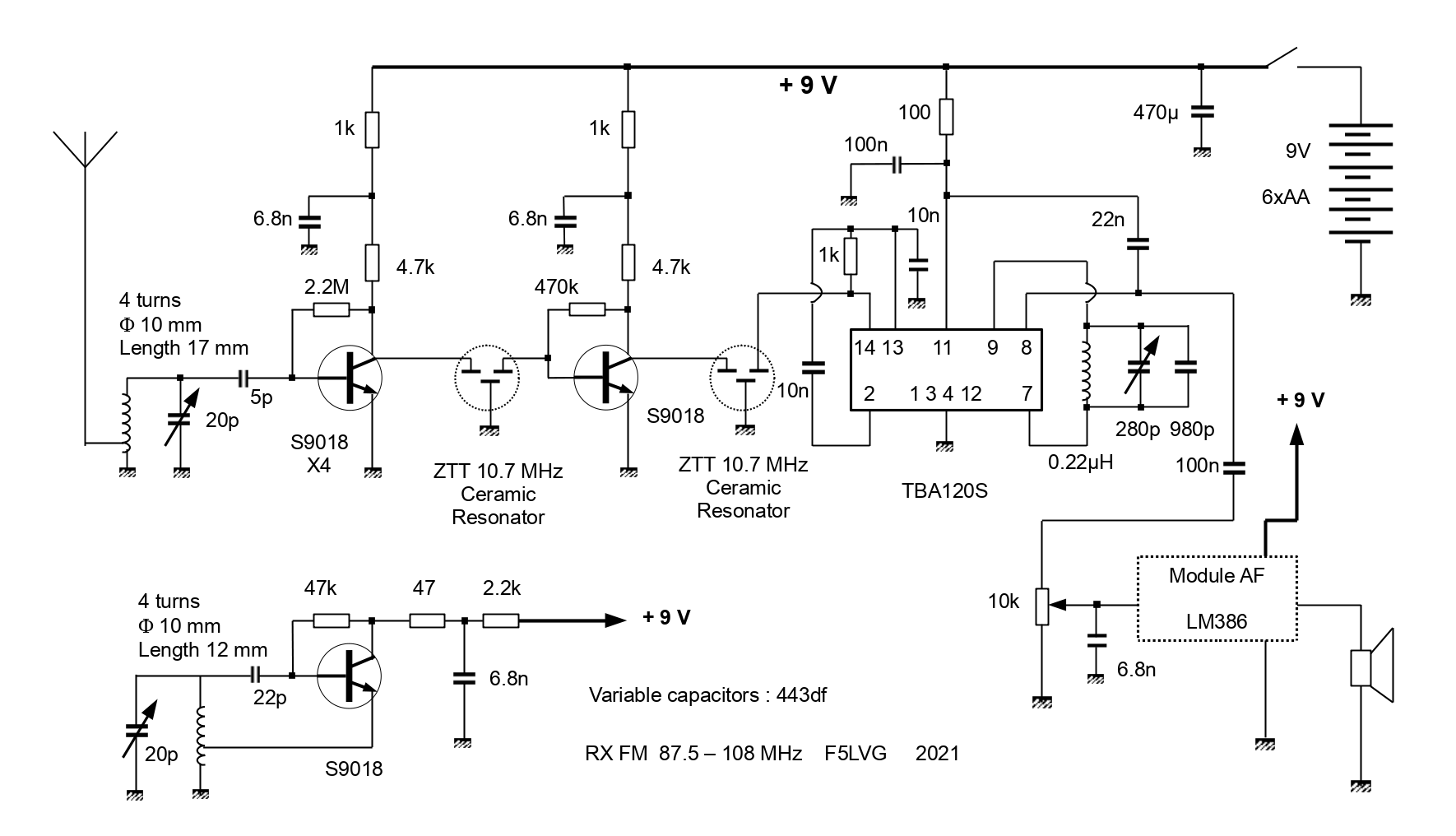 RX FM 3 transistors 2 CI