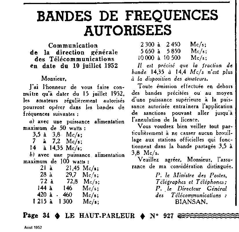 Bandes 1952